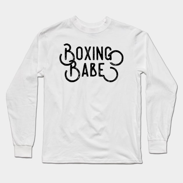 Boxing babe black distressed text female fighter design for women boxers Long Sleeve T-Shirt by BlueLightDesign